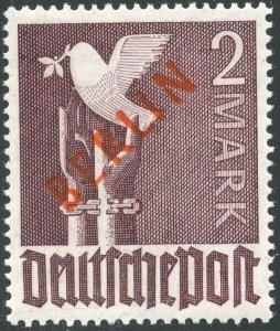 1949  Germany Berlin 2 Mark Dark Purple (Dove of Peace) MNH, SC#34, SW#34