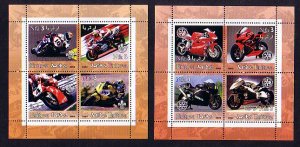 Eritrea, 2002 Cinderella issue. Motorcycles on 2 sheets. Scout & Rotary logos. ^