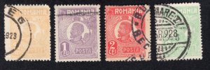 Romania 1920 50b, 1 l, 2 l rose & 2 l green Ferdinand, Scott 267, 269, 270-271