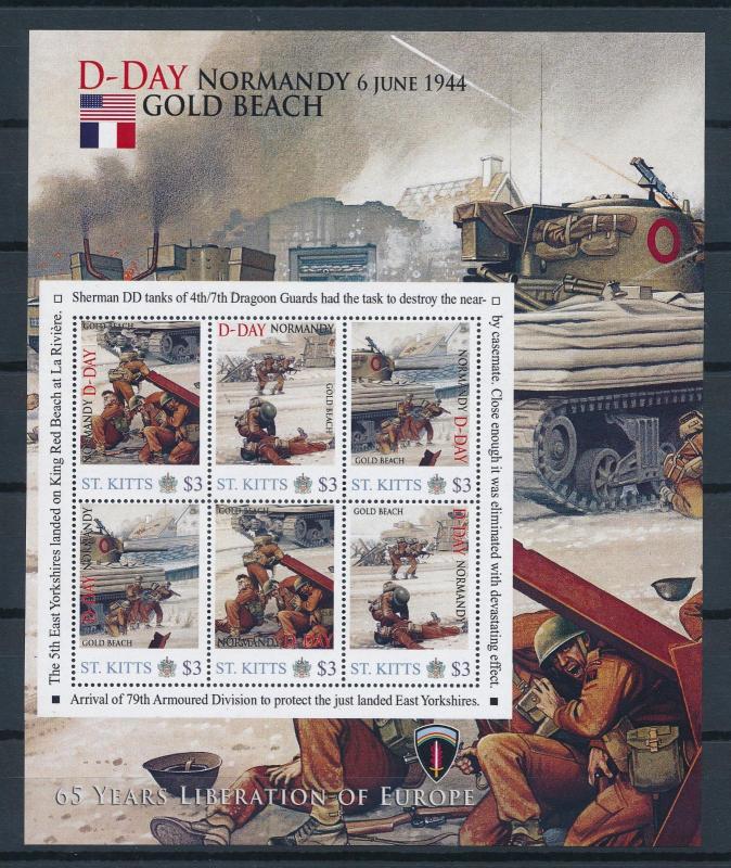 [81206] St. Kitts 2011 Second World war D-day Gold beach Sheet MNH