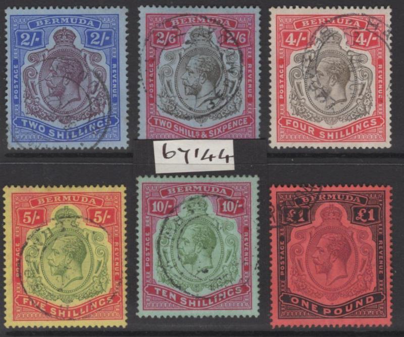 BERMUDA SG51b/5 1918-22 HIGH VALUES (10/- WITH BPA CERT)  FINE USED