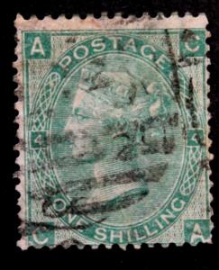 GREAT BRITAIN #48 Used One Shilling Green P4 Wmk 24 Victoria