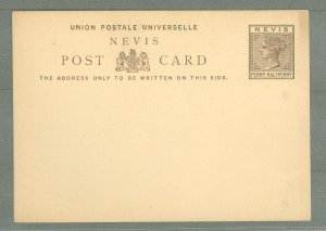Nevis  1890 Postal Stationery, 1 1/2d brown on buff, Very minor soiling at right