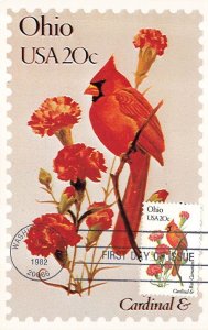 1987 20c OHIO STATE BIRD & FLOWER - Andrews maxicard