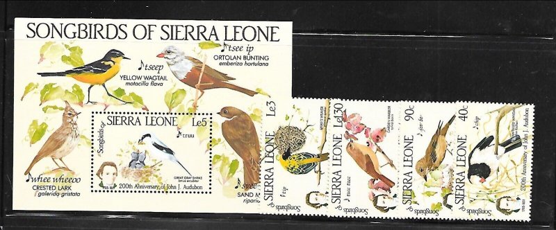 SIERRA LEONE Sc 671-75 NH issue of 1985 - SET+S/S - BIRDS