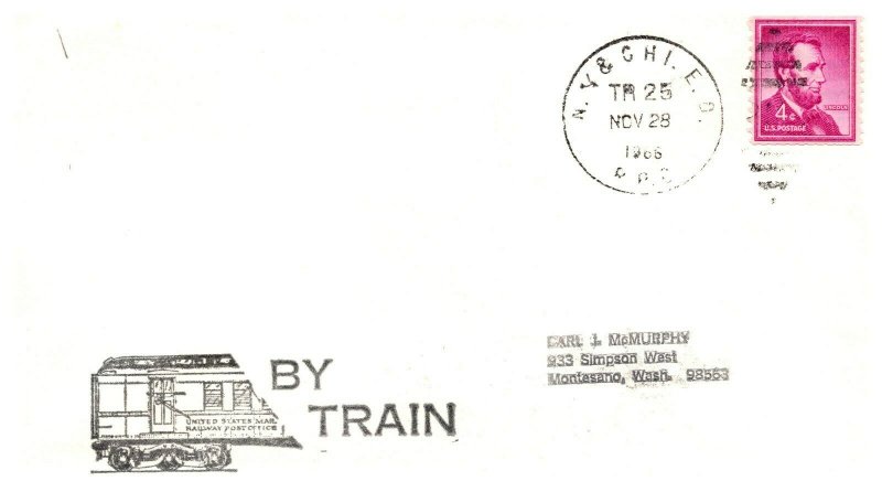 1965 N.Y. & Chi. E.D. R.P.O.Railroad+By Train Cachet #113