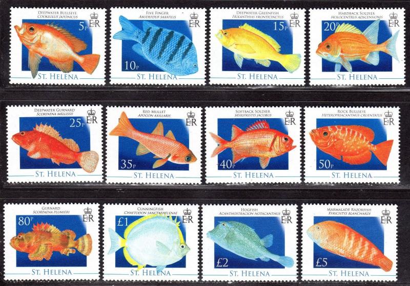 $St.Helena Sc#952-63 M/NH, complete set, fish, Cv. $41.85