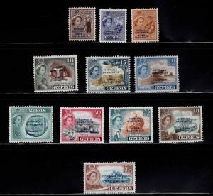 Cyprus Scott 183-193 short set 11/15 Overprint stamp