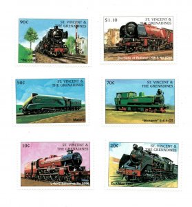 St. Vincent 1998 SC# 2590-5 Trains, Railroads, Transport - Set of 6 Stamps - MNH 