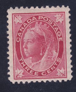 Canada 69 Mint OG 1898 3c Carmine Queen Elizabeth Issue VF Issue Scv $90.00