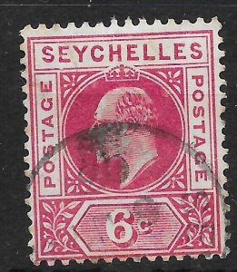 SEYCHELLES SG48a 1903 6c CARMINE DENTED FRAME USED