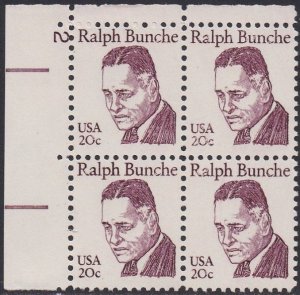 1860 Ralph Bunche Plate Block MNH