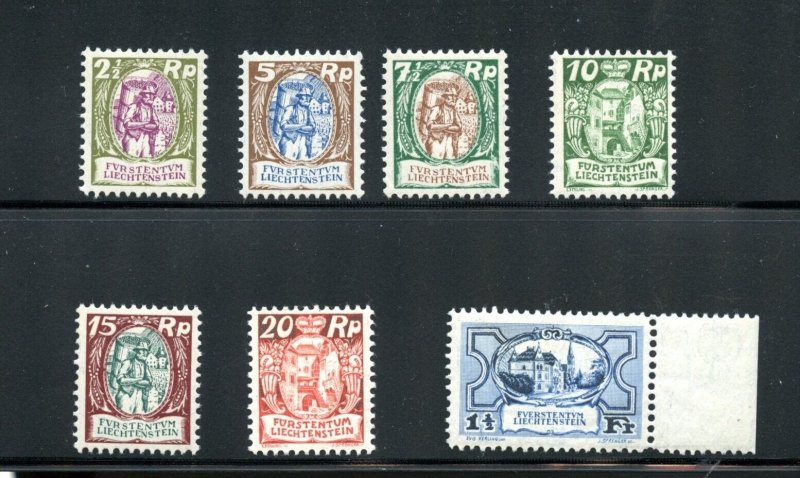 LIECHTENSTEIN SCOTT # 74/80 PICTORIALS VF FRESH  MINT NH