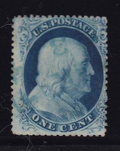 21 F-VF Scarce neat light blue cancel with nice color cv $ 2250 ! see pic !