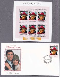 Union Island 251 Lady Diana Princess of Wales MNH + FDC