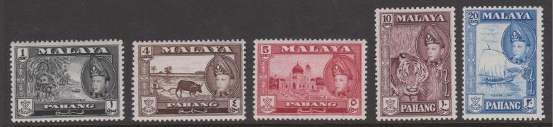 Malaya Pahang 1957 Sultan Sc#72, 74,75,77,78 MNH