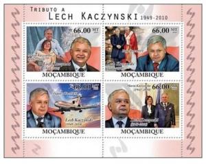 MOZAMBIQUE 2010 SHEET MNH LECH KACZYNSKI FLAG PLANES