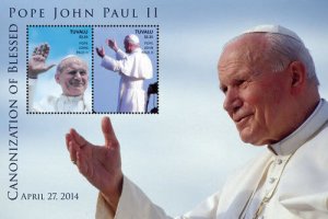 Tuvalu - Canonization of Blessed Pope John Paul II Stamp - Souvenir Sheet MNH