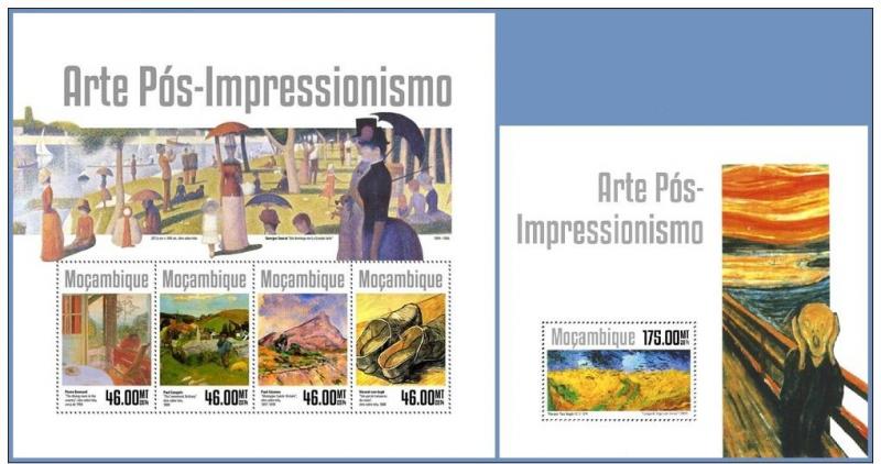 MOZAMBIQUE 2014 2 SHEETS m14310ab IMPRESSIONISM ART PAINTING