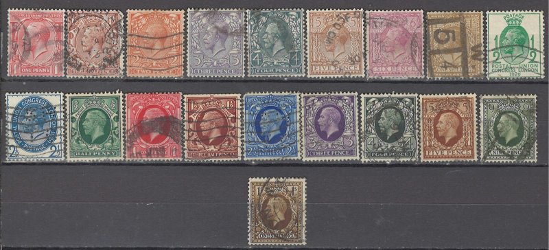 COLLECTION LOT OF #1079 GREAT BRITAIN 19 STAMPS 1912+ CV + $39