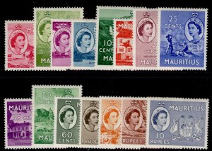 MAURITIUS QEII SG293-306, 1953-58 complete set, M MINT. Cat £70.