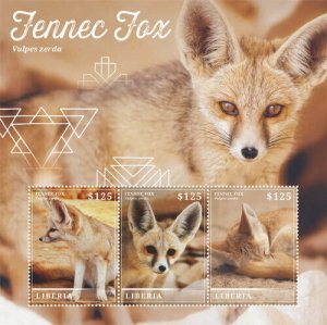 Liberia - 2015 - FENNEC FOX - Sheet of 3 Stamps - MNH