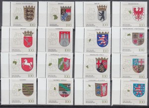 Germany 1992-1994 Sc#1699-1714 coats of arms mnh complete (BU1824)