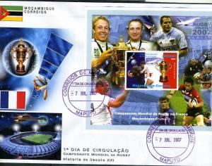 Mozambique 2007 CONCORDE Rugby World Cup FRANCE Team s/s Perforated official FDC