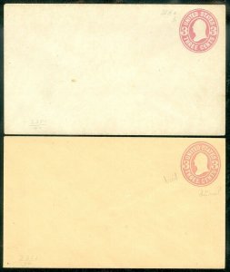 EDW1949SELL : USA 1864 issue 3ct pink stamped envelope pair unused.