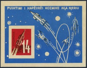 Albania 624a imperf sheet. Michel 672 Bl.10. Russian Space Explorations, 1962.