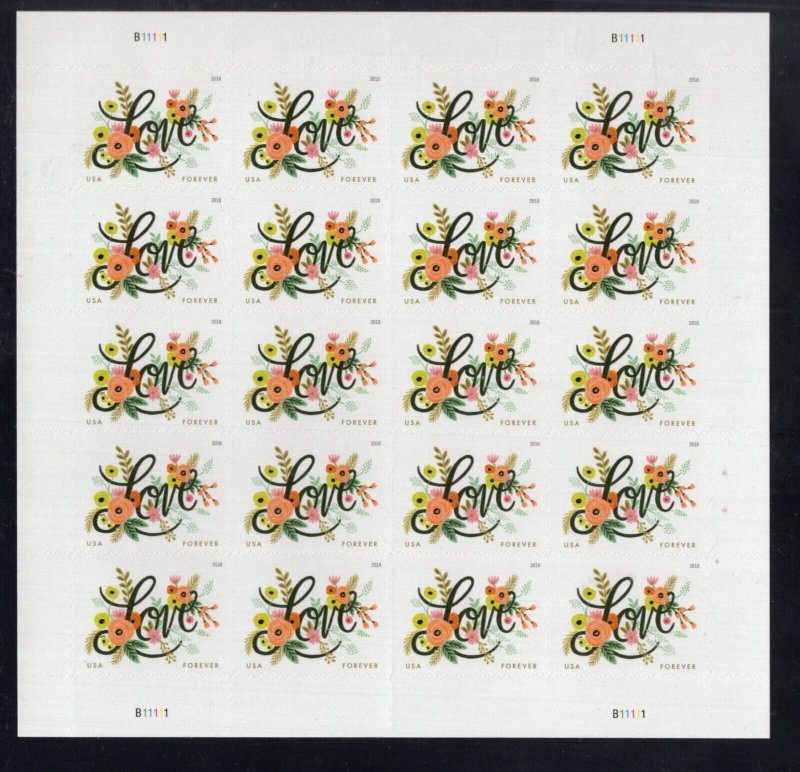 U.S. - 5255 - Love - Complete Sheet -  Never Hinged
