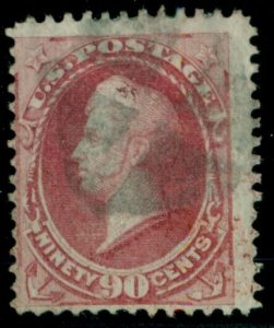 US #155, 90¢ carmine used, scarce stamp, Miller certificate, Scott $325.00