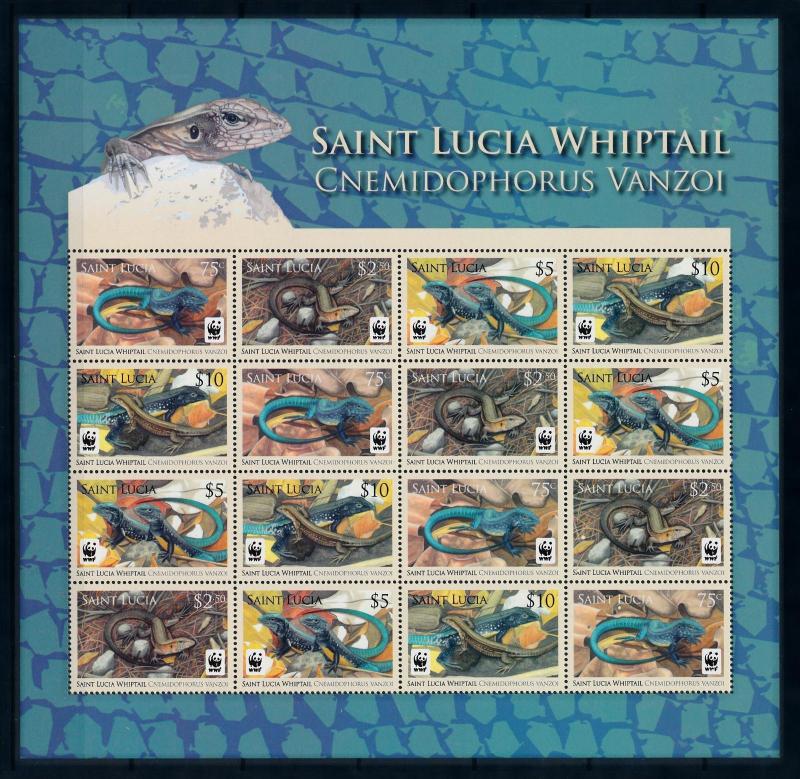 [94528] St. Lucia 2008 Reptiles Whiptail Lizard WWF Sheet MNH