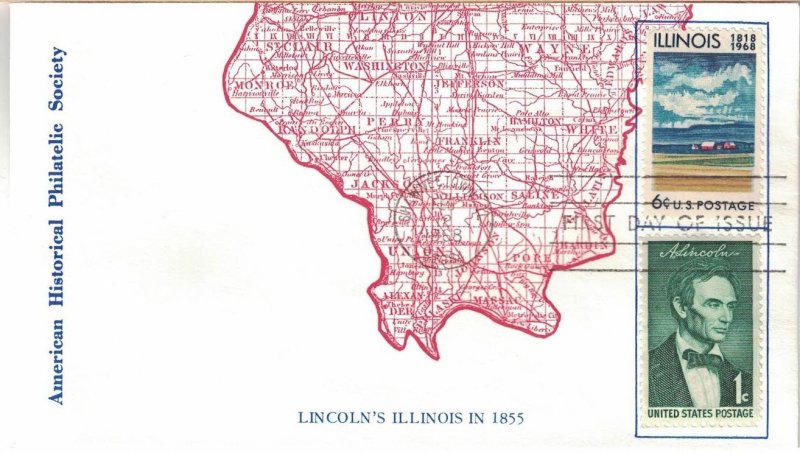 1968 FDC, #1339, 6c Illinois Statehood, Frank R. Raciti (3)