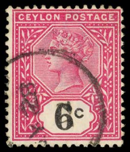 CEYLON Sc 134 USED - 1899 6c Queen VIctoria - Nice, clean stamp - No Faults