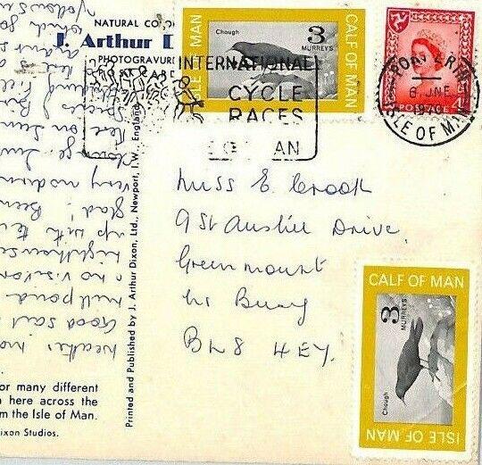 BL17 Great Britain 1970 IOM REGIONAL *Calf of Man* LOCAL ISSUES Postcard BIRDS