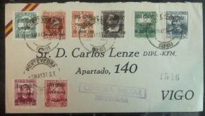 1938 Pontevedra Spain Civil War Military Censored Cover To Vigo