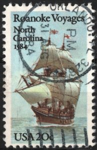 SC#2093 20¢ Roanoke Voyages Single (1984) Used