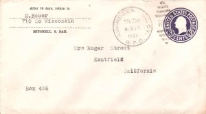 United States U.S. R.P.O.'s Aberdeen & Sx. City 1941 855-J-1  Postal Statione...