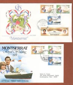 1981 - 2 diff Montserrat Princess Diana wedding FDCs
