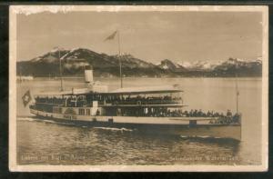 Switzerland 1934 Lucerne Mt. Rigi Lake Steamer Used View Post Card to India #...