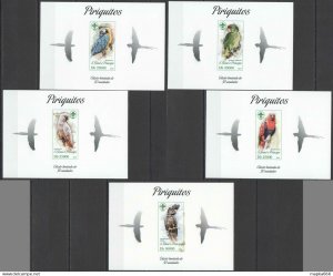 Lx042 Imperf 2013 Sao Tome & Principe Parrots Birds !!! Uv Cardboard 5Bl Mnh