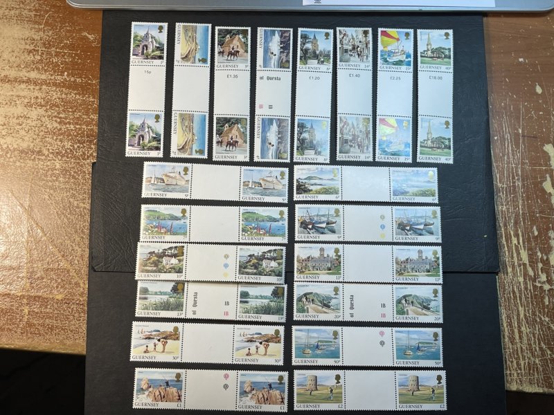 GUERNSEY # 283-302-MINT NEVER/HINGED--COMPLETE SET OF GUTTER PAIRS--1984-85