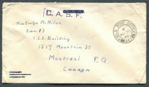 CANADA WWII ERA MILITARY COVER F.P.O. CANCEL 247