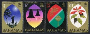 Bahamas 339-342, hinged. Michel 344-347. Christmas 1972. Bell, Poinsettia.