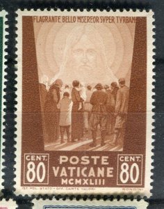 VATICAN; 1944 early Victims of War issue Mint hinged 80c. value