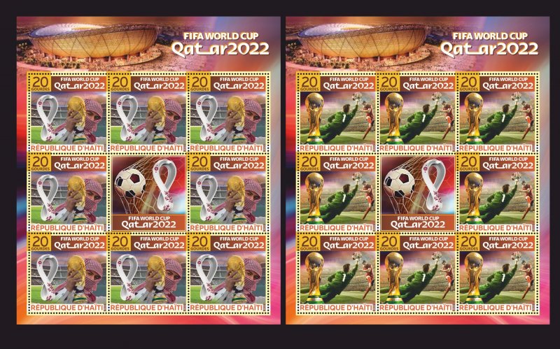 Stamps.World Cup in Qatar Soccer Haiti 2022 year , 6 sheet perforated