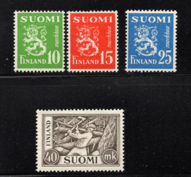 Finland Sc 302-5 1952 Lion & Woodcutter stamp set mint