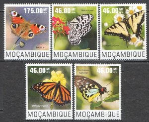 Wb303 2014 Mozambique Butterflies Fauna #7565-69 Set Mnh