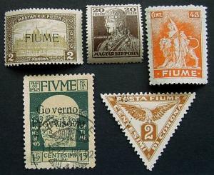 Packet, Fiume, 5 Assorted Stamps